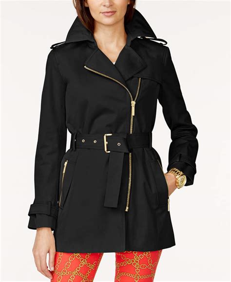 michael michael kors belted front zip trench coat|michael kors trench coat women.